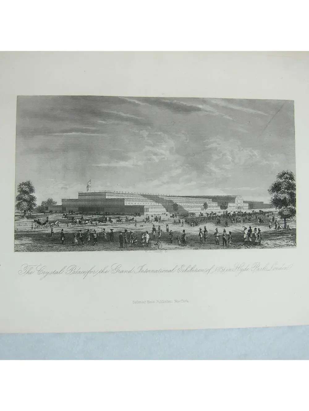 Antique 1851 Engraving Print Crystal Palace Grand International Exhibition RARE
